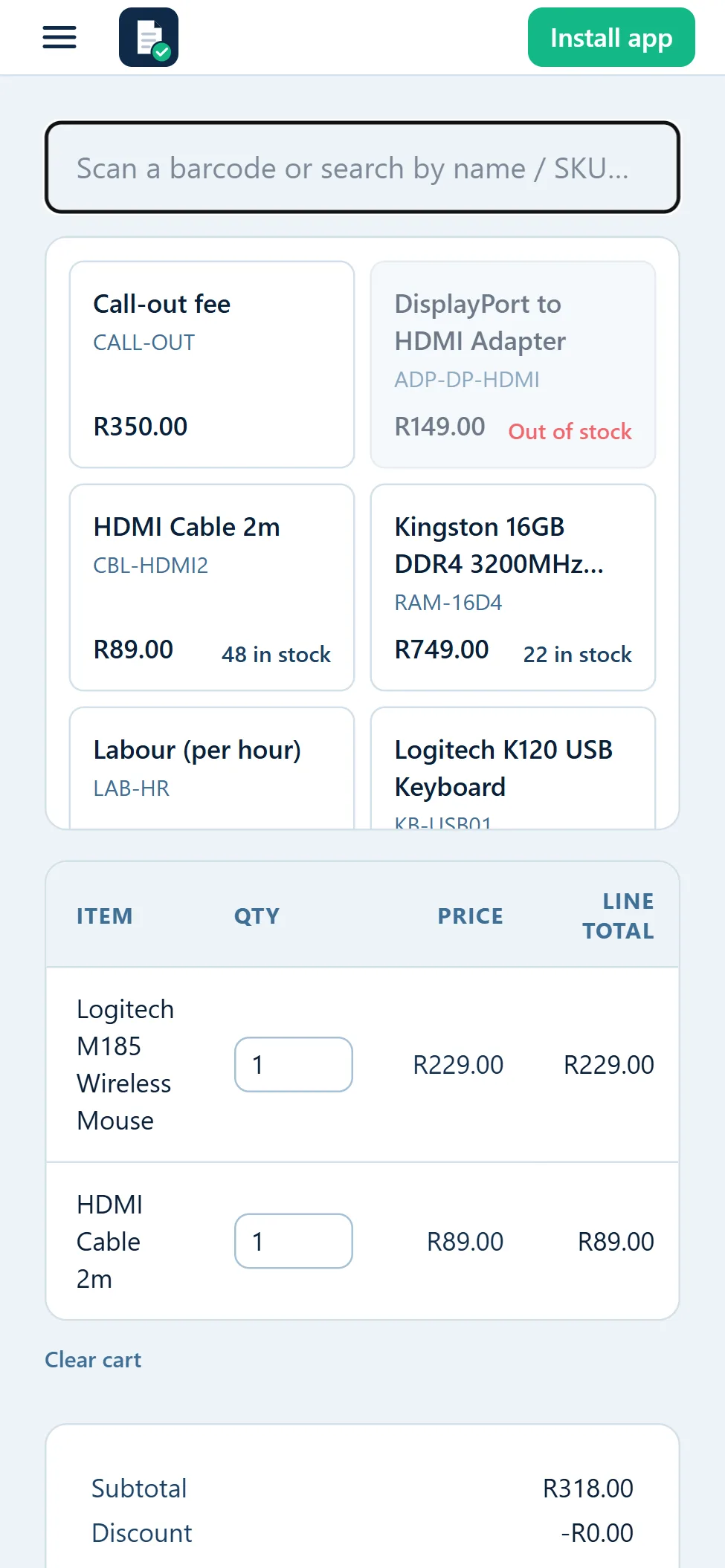 The till on a phone